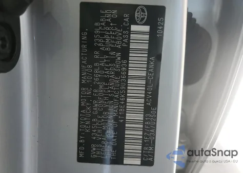 2009 Toyota Camry Base z USA, uszkodzony, nr VIN 4T1BE46K59U366936